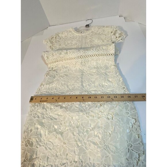 Jodifl Cream Eyelet Lace Overlay Pencil Dress Delicate Floral Lace Women's Small - Picture 13 of 13